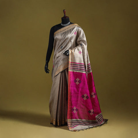 Handloom tussar silk zari border bhagalpuri saree 14