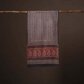 Handloom woolen natural dyed bagru stole 01 - handcrafted