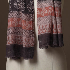 Maroon - handloom woolen natural dyed bagru stole 04