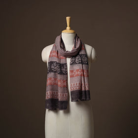 Maroon - handloom woolen natural dyed bagru stole 04