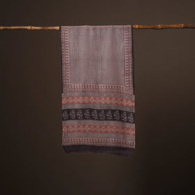 Maroon - handloom woolen natural dyed bagru stole 04