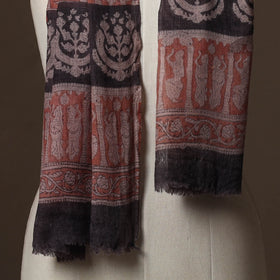 Maroon - handloom woolen natural dyed bagru stole 07