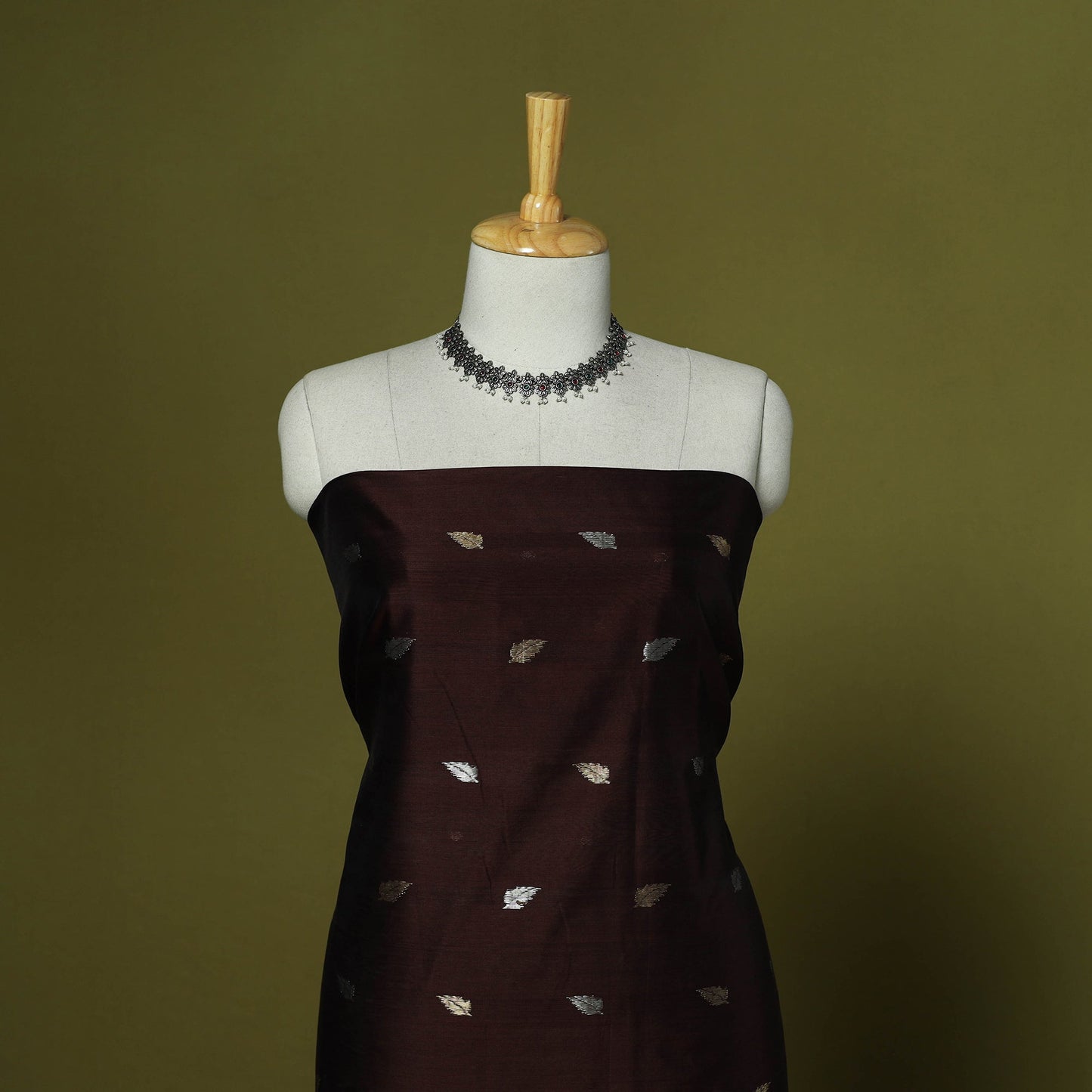Handloom zari buti chanderi silk 2pc unstitched dress
