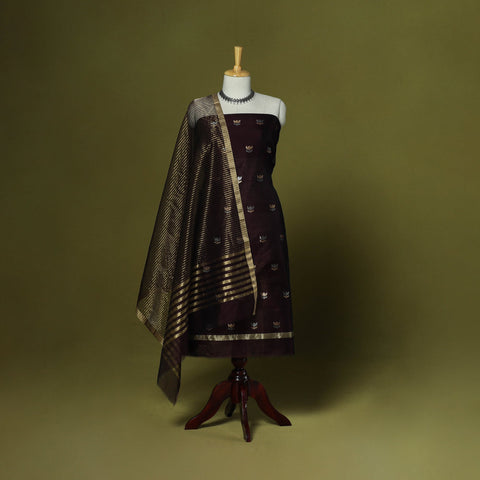 Handloom zari buti chanderi silk 2pc unstitched dress