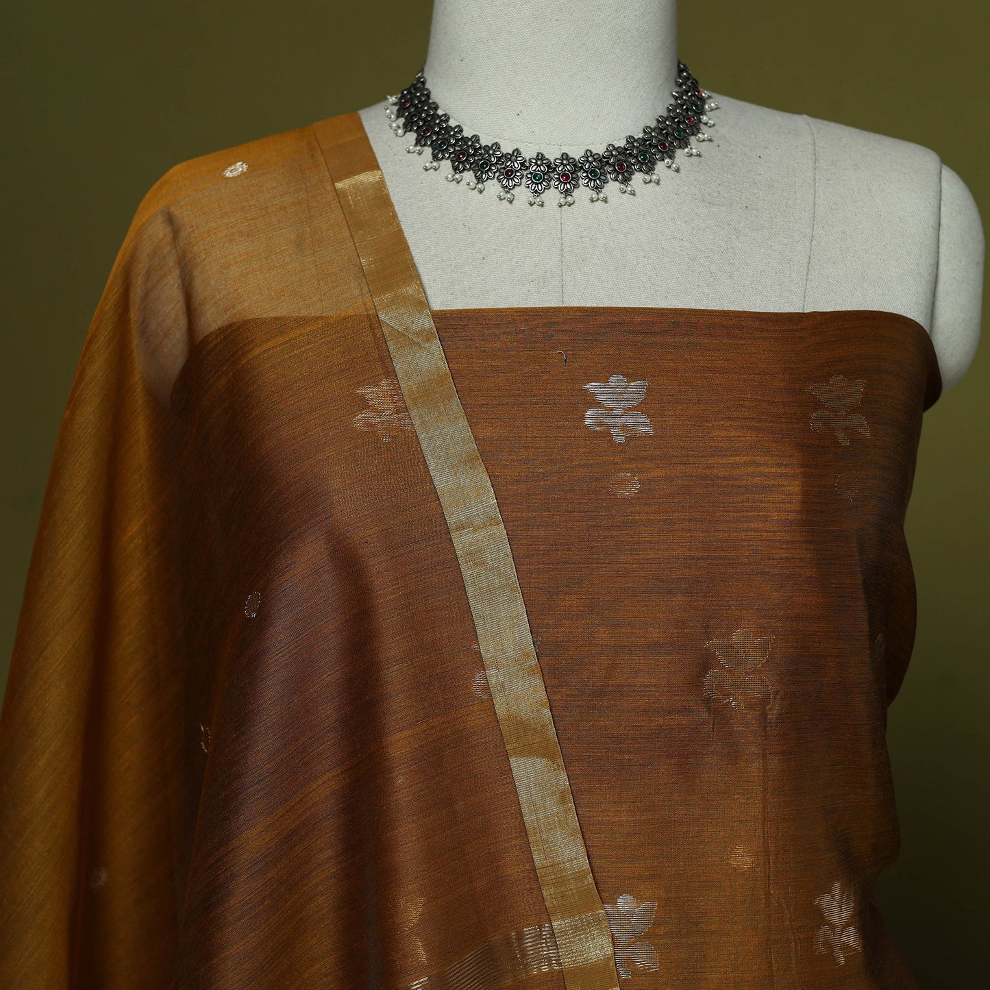 Handloom zari buti chanderi silk 2pc unstitched dress