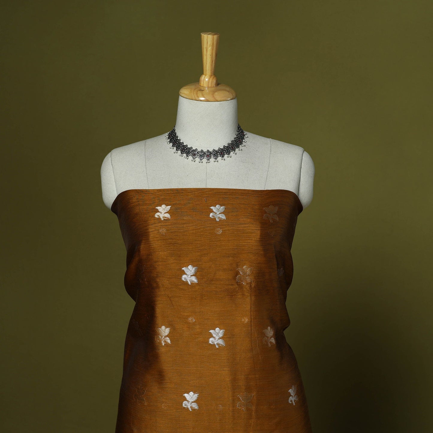 Handloom zari buti chanderi silk 2pc unstitched dress