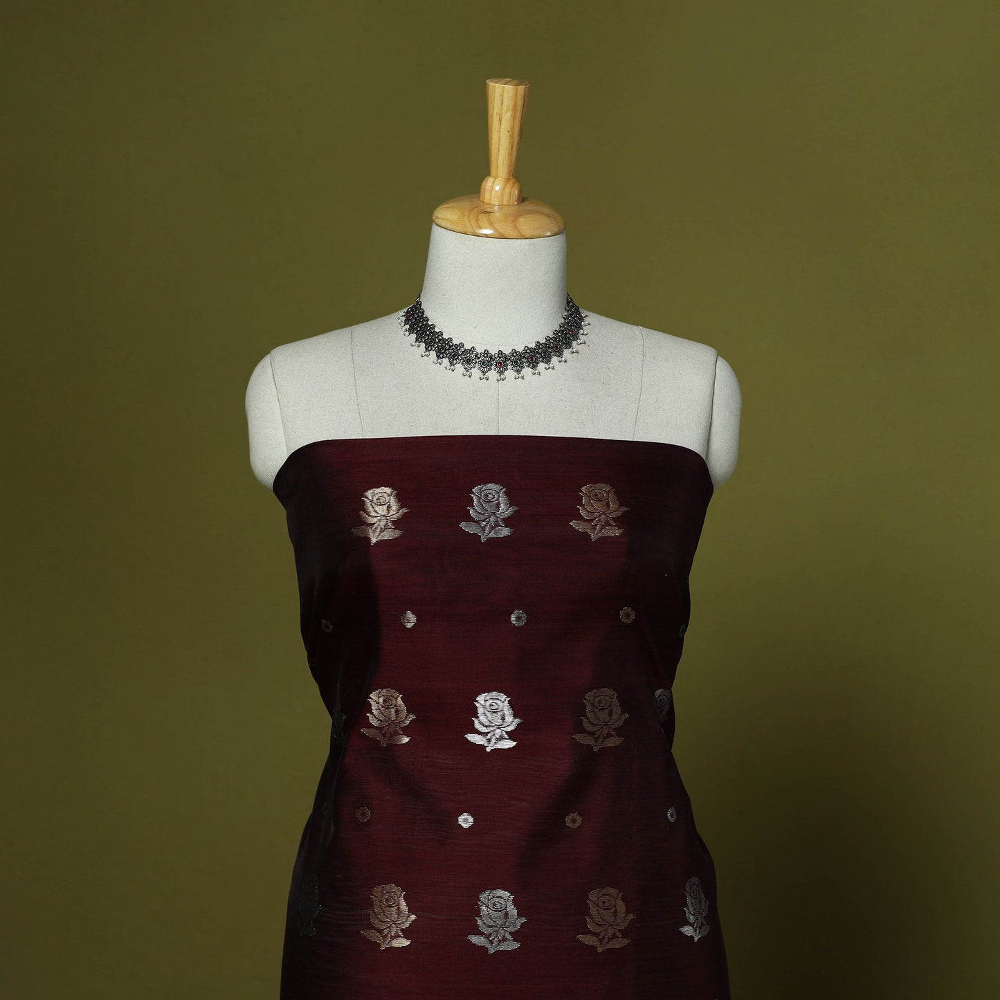 Handloom zari buti chanderi silk 2pc unstitched dress