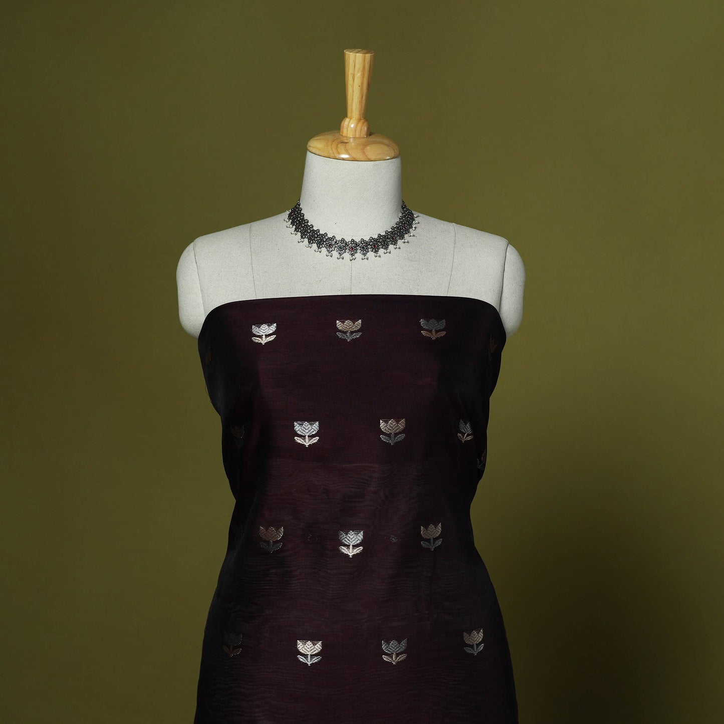Handloom zari buti chanderi silk 2pc unstitched dress