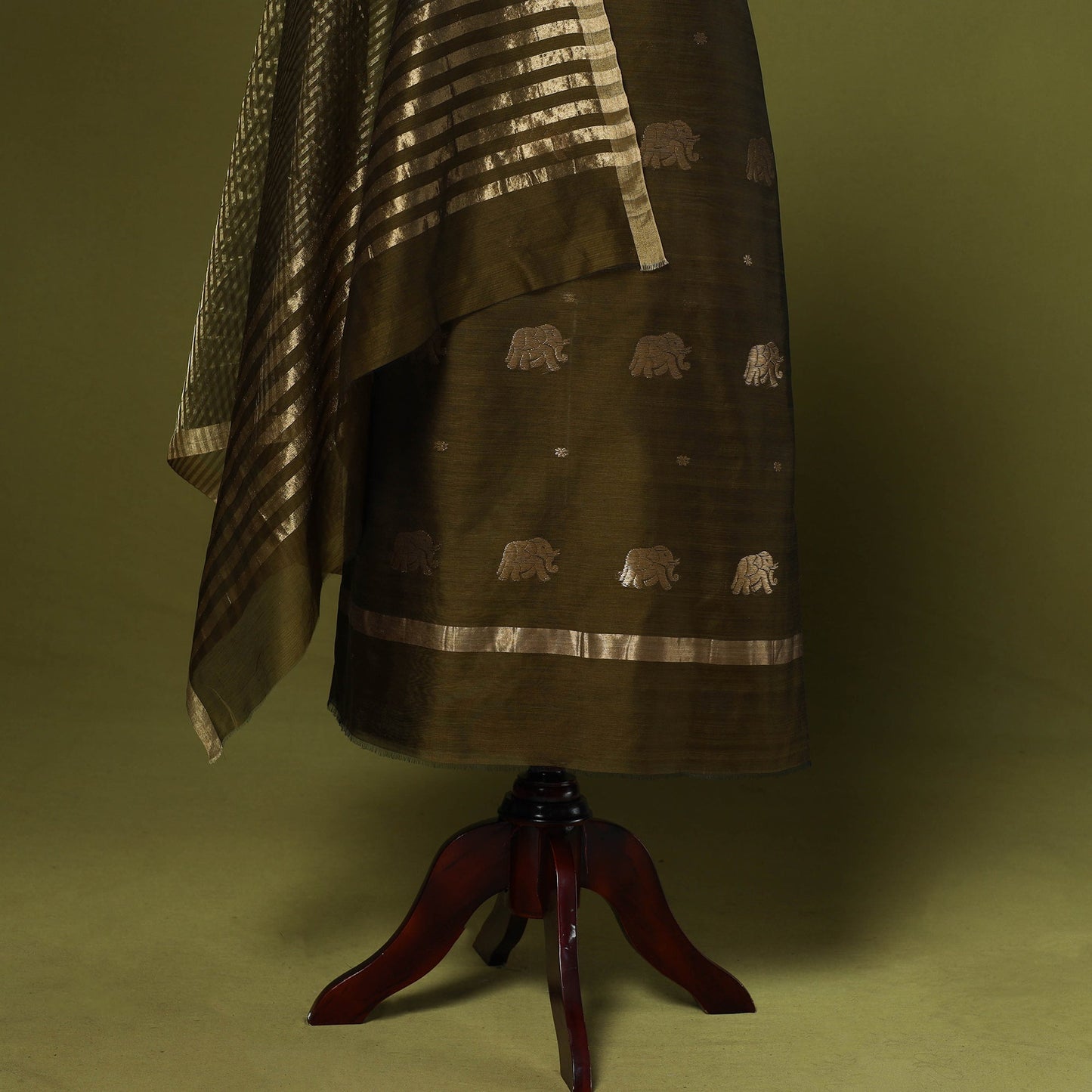 Handloom zari buti chanderi silk 2pc unstitched dress