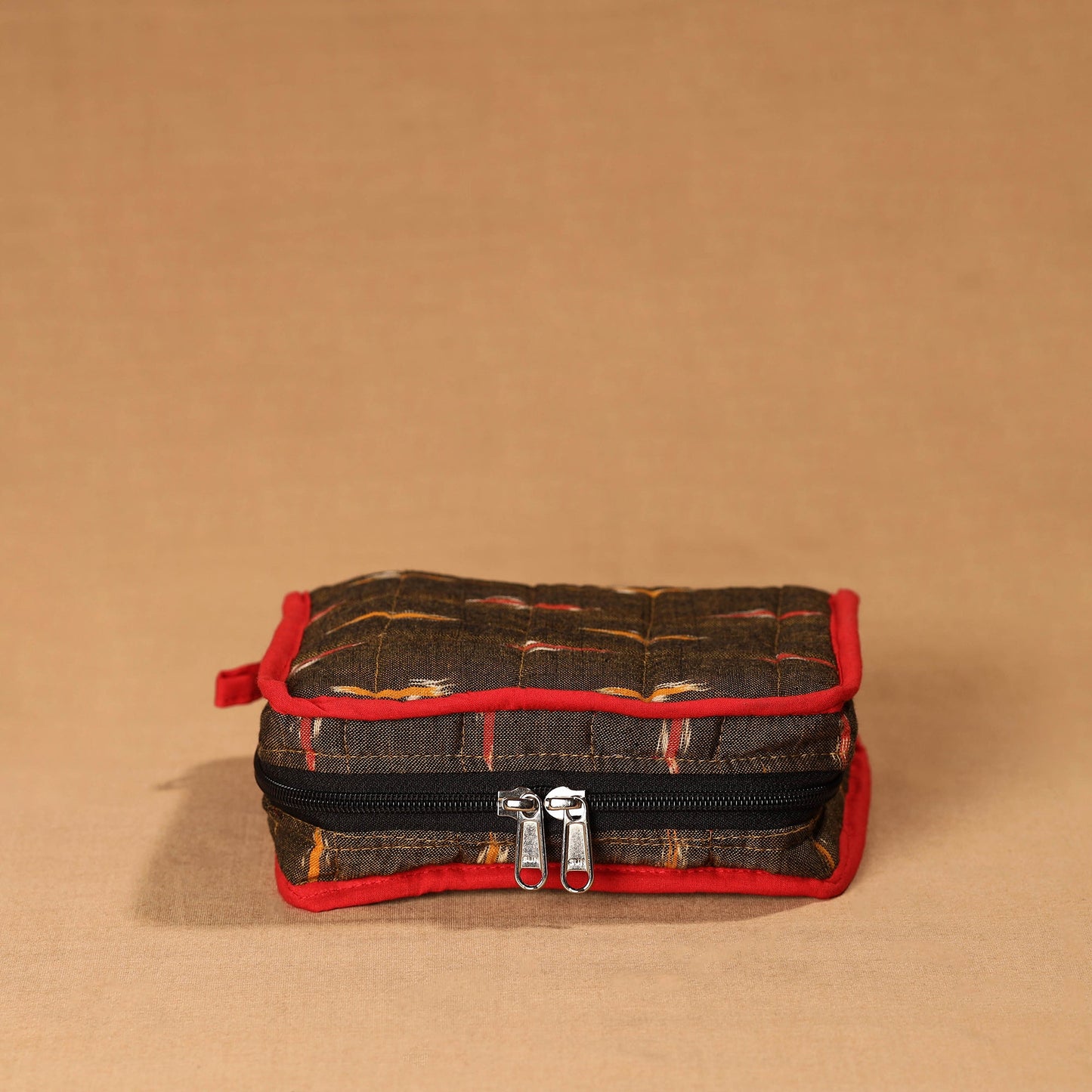 Brown Handmade 4 Pockets Cotton Jewellery Bag