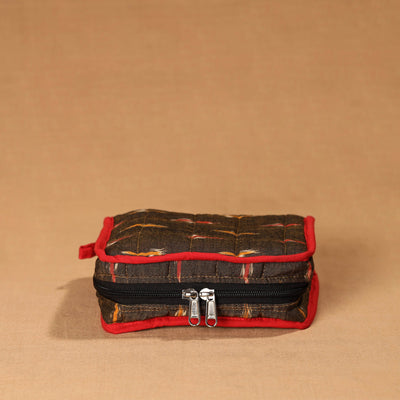 Brown Handmade 4 Pockets Cotton Jewellery Bag