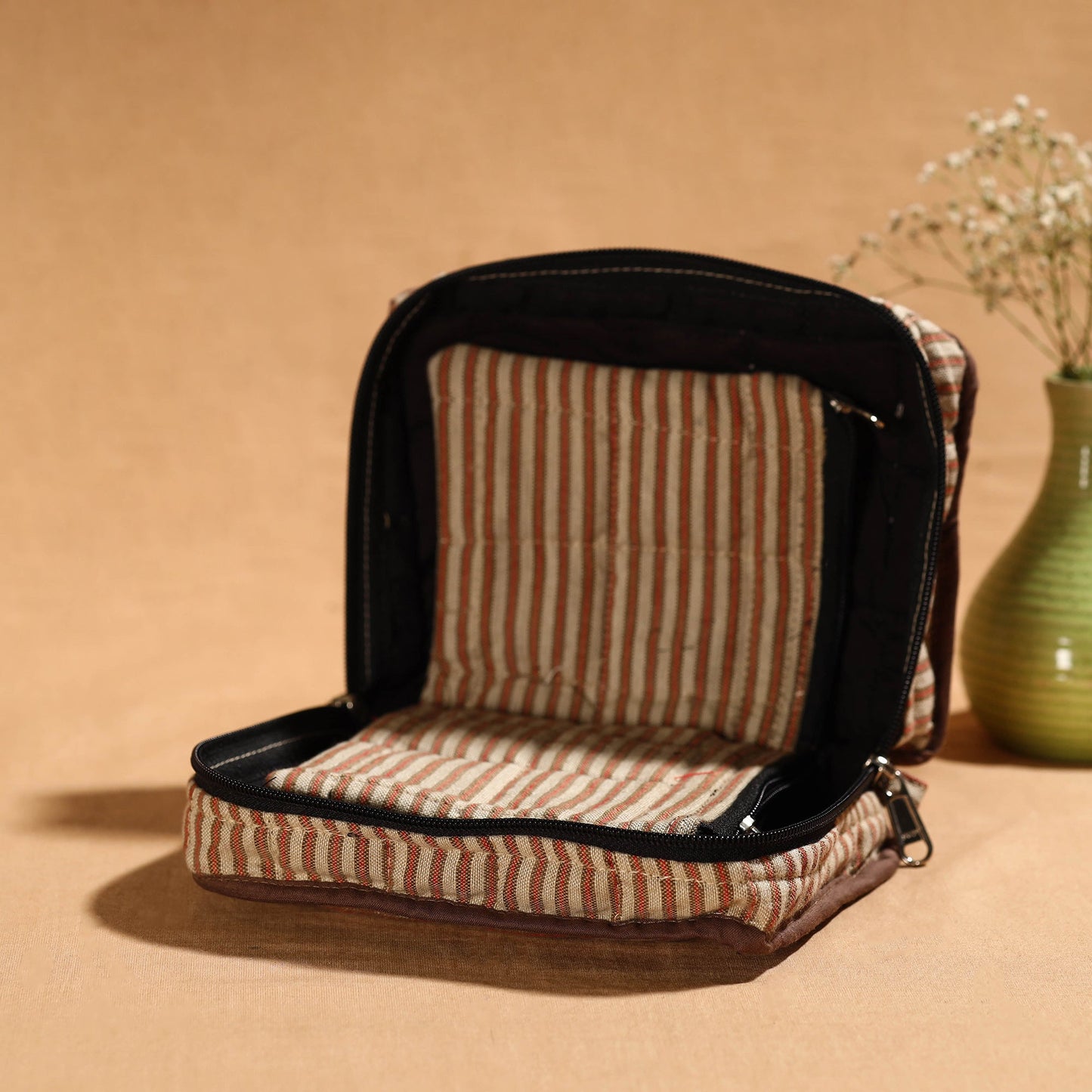  Brown Multipurpose Jewellery Bag with 4 Storage Pockets