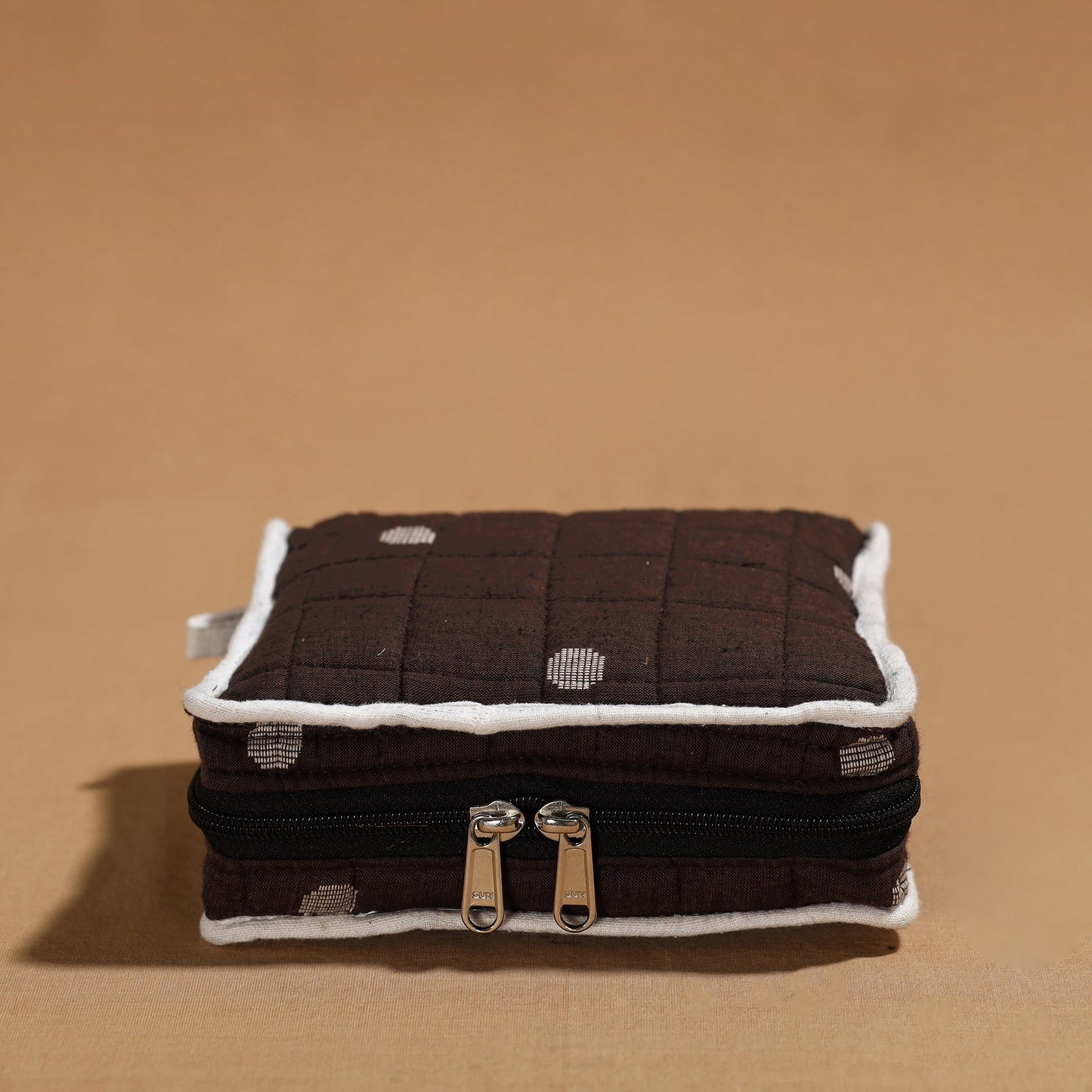 Brown Handmade 4 Pockets Cotton Jewelry Bag 04 