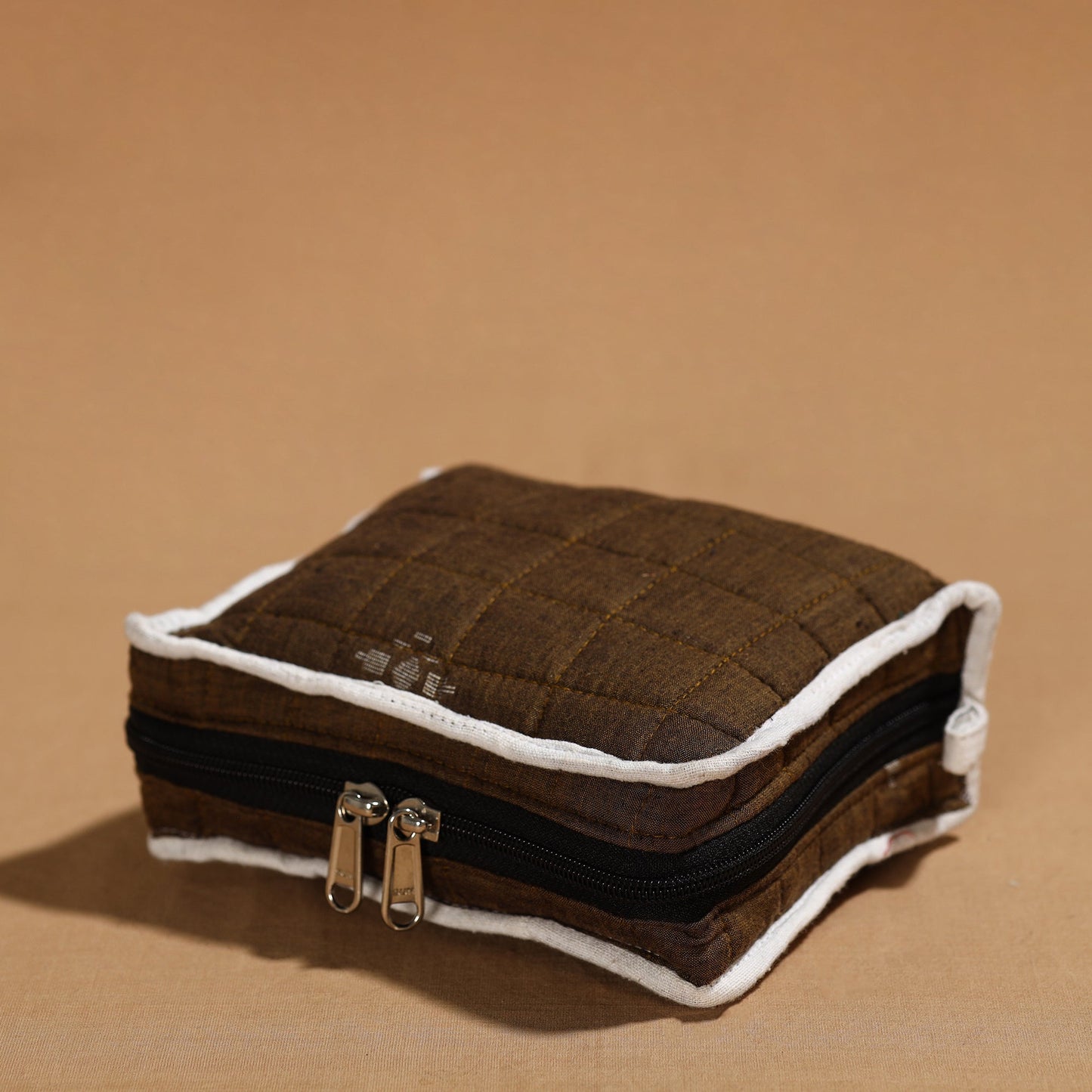 Brown Handmade 4 Pockets Cotton Jewelry Bag 15