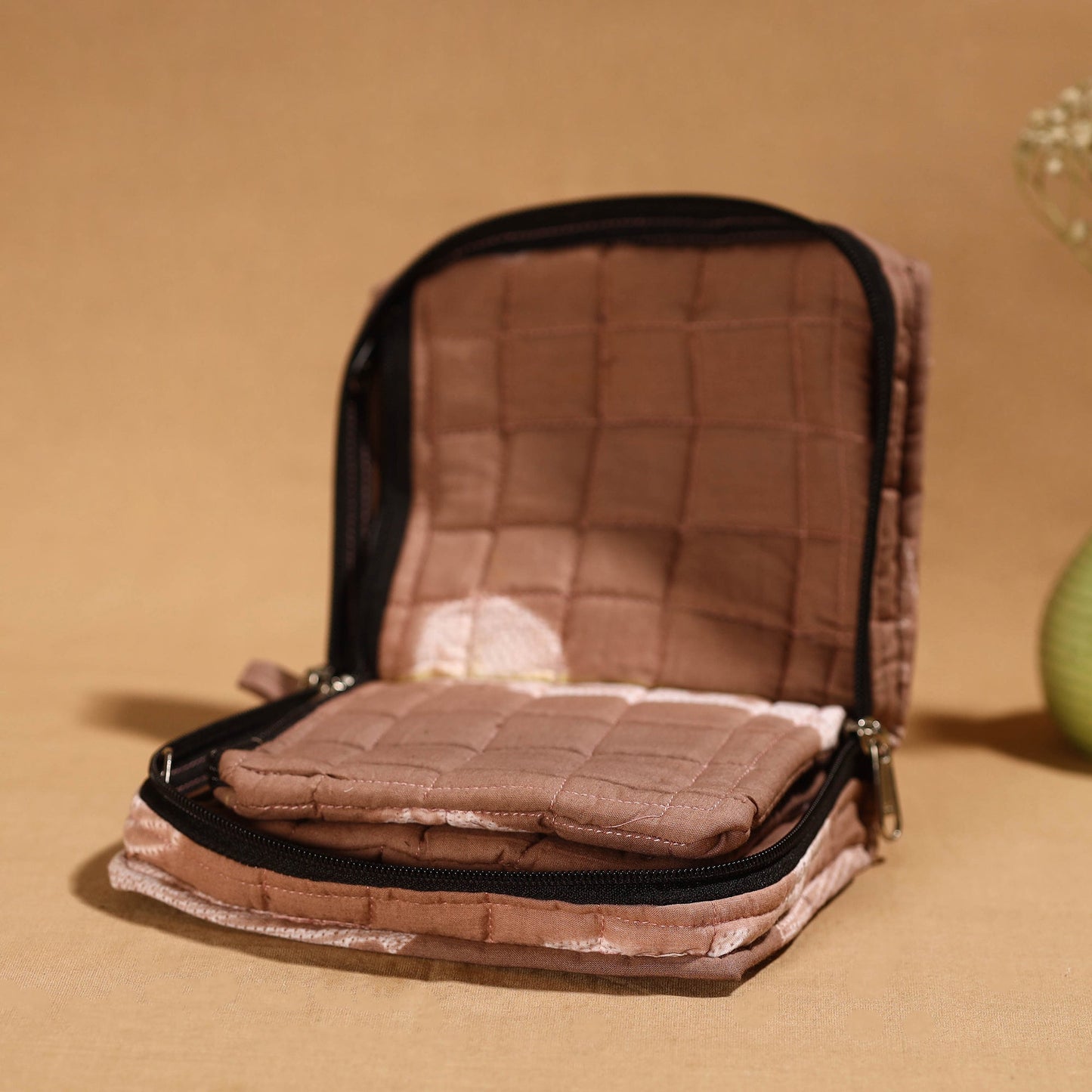 Brown Handmade 4 Pockets Cotton Jewelry Bag 16