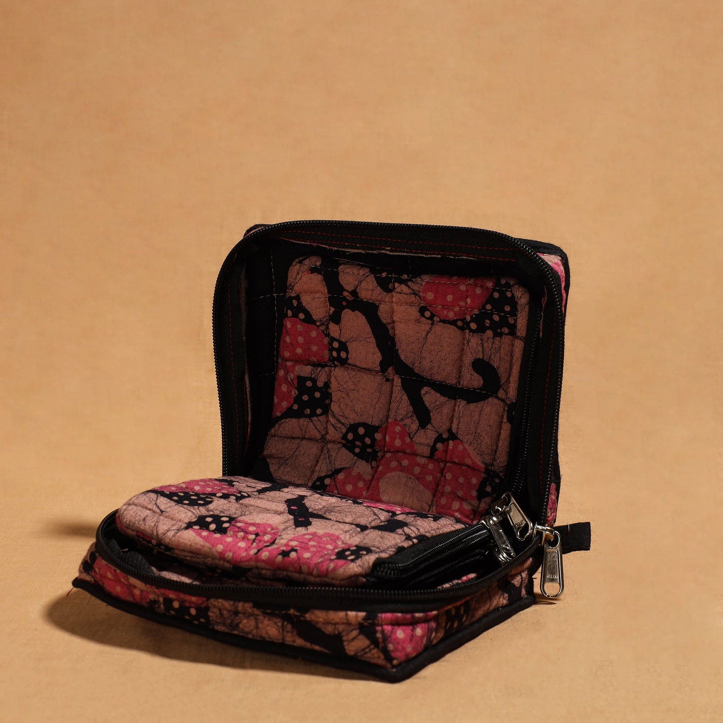 Brown Handmade 4 Pockets Cotton Jewelry Bag