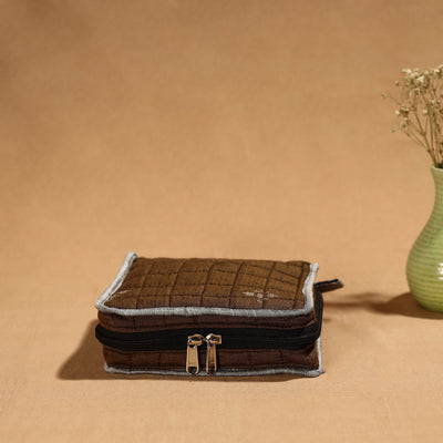 Brown Handmade Cotton Jewelry Bag - 4 Pockets | iTokri