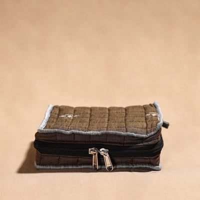 Brown Handmade 4 Pockets Cotton Jewelry Bag 32 