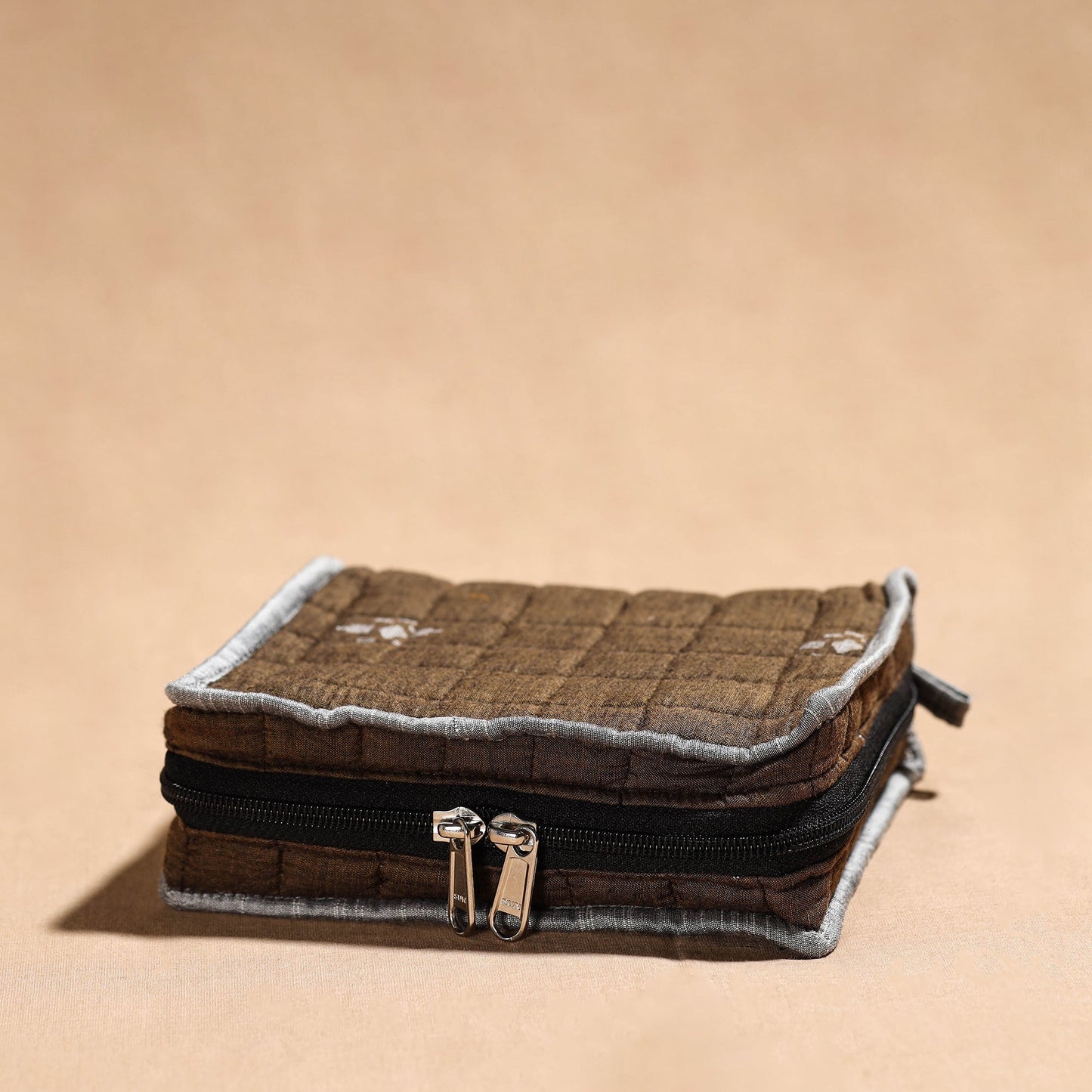 Brown Handmade 4 Pockets Cotton Jewelry Bag 32 