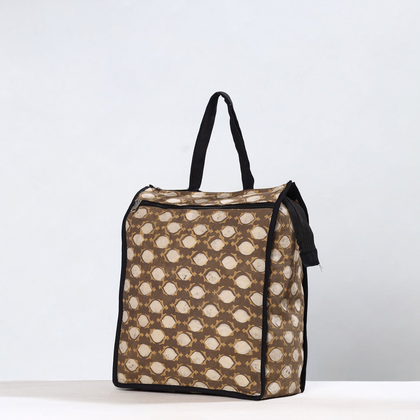 Brown Handmade Akola Block Printed Cotton Shopping Bag 04