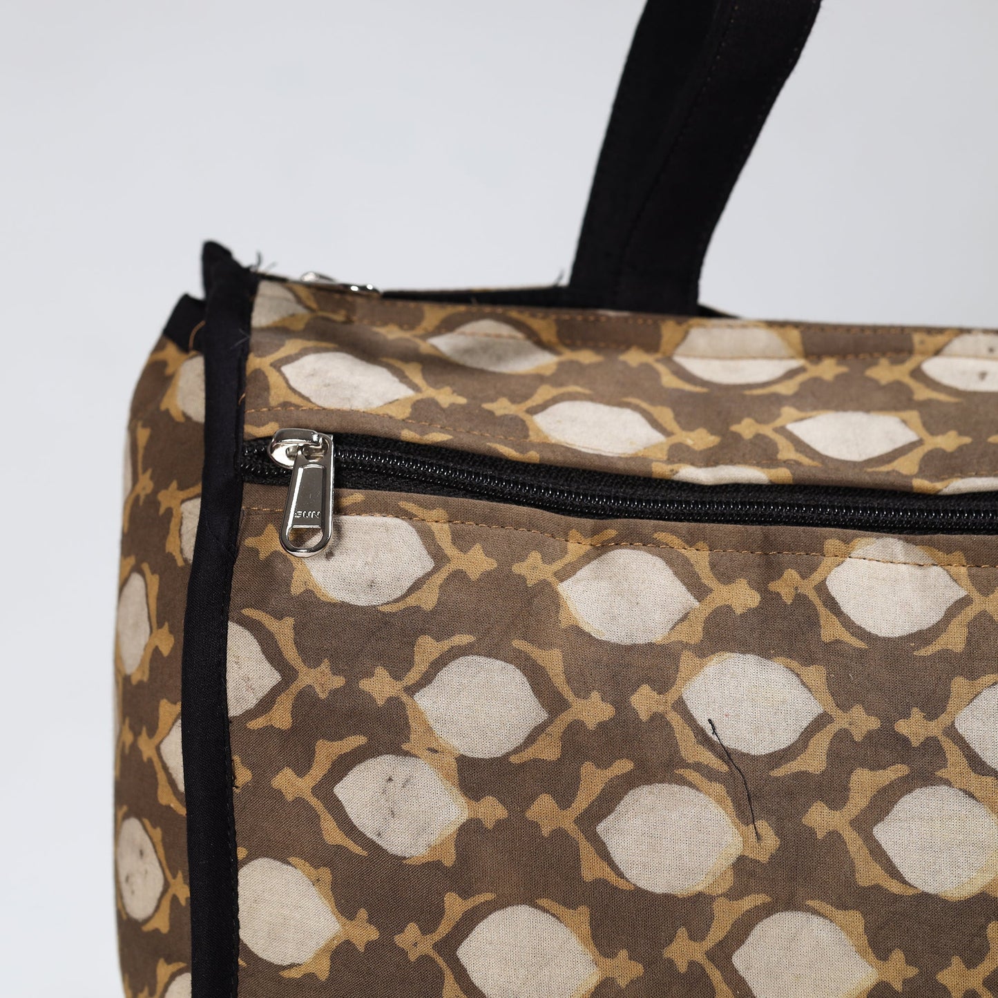 Brown Handmade Akola Block Printed Cotton Shopping Bag 04