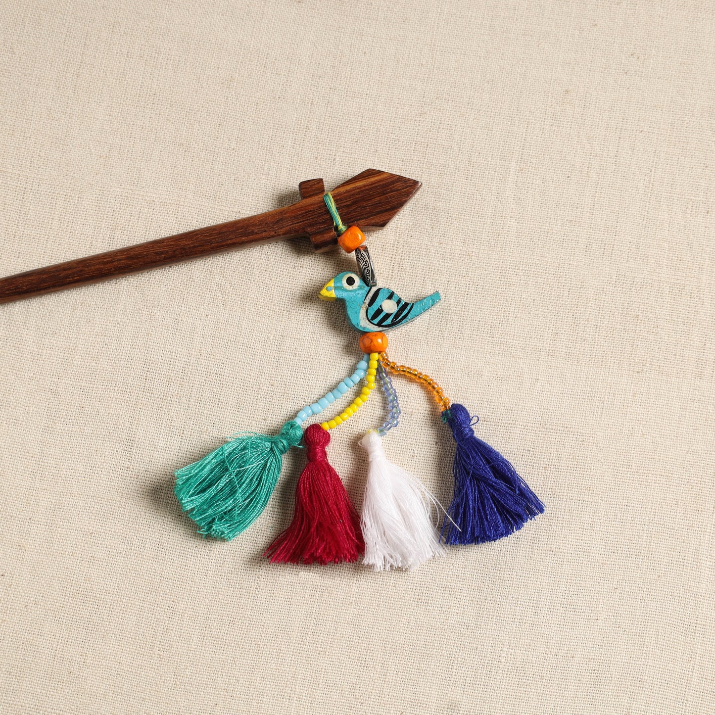 Handmade bird tassel juda stick 02 - handcrafted