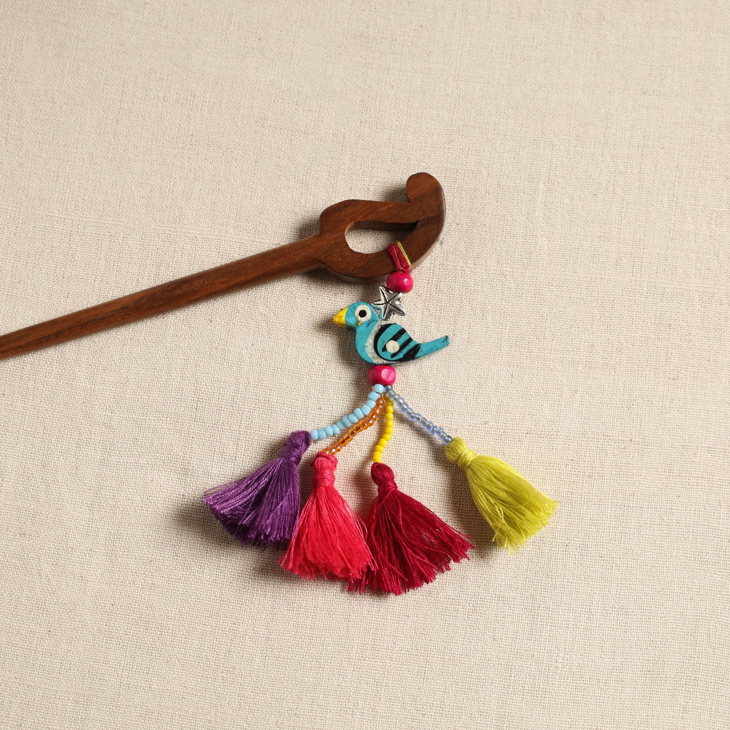 Handmade bird tassel juda stick 03 - handcrafted