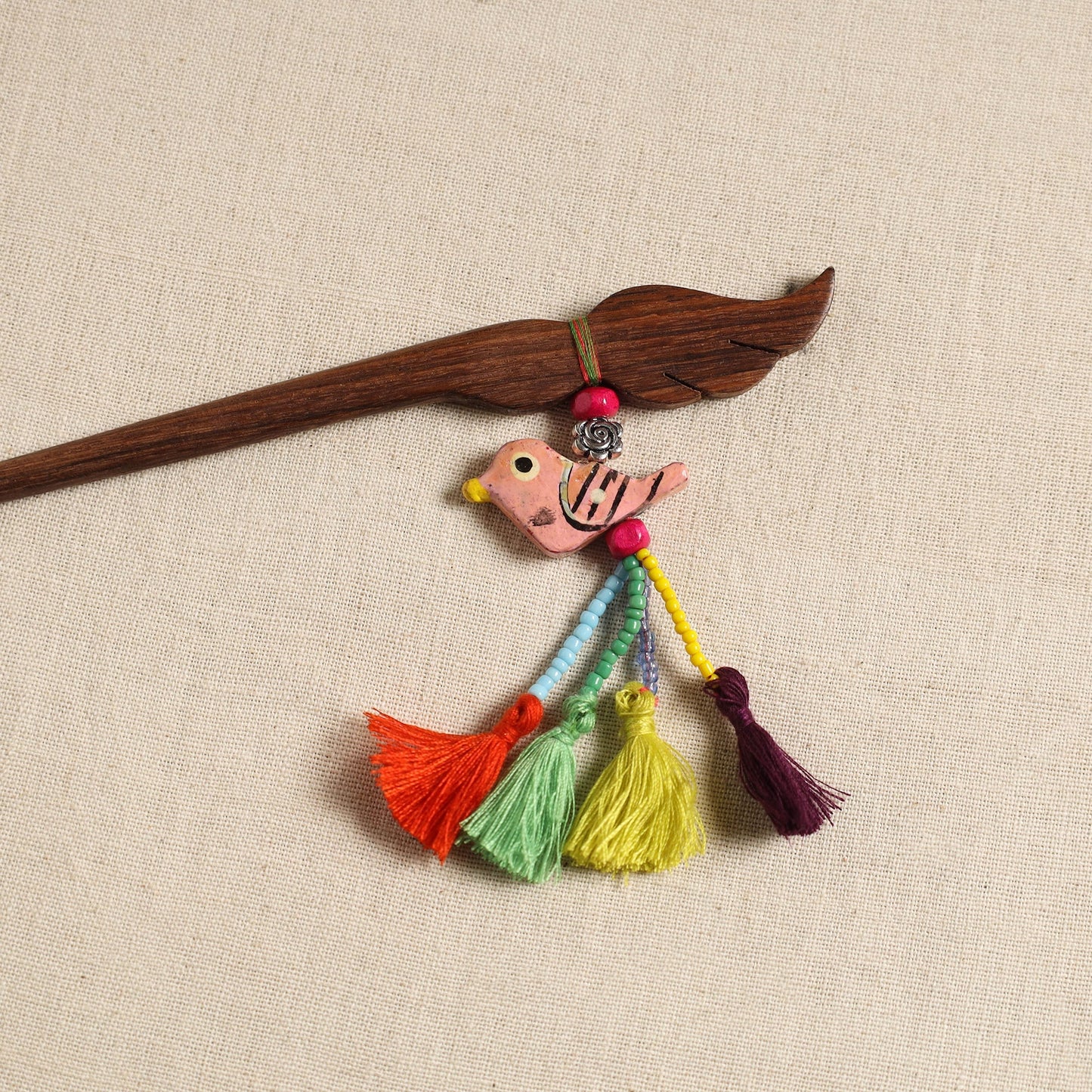 Handmade bird tassel juda stick 07 - handcrafted