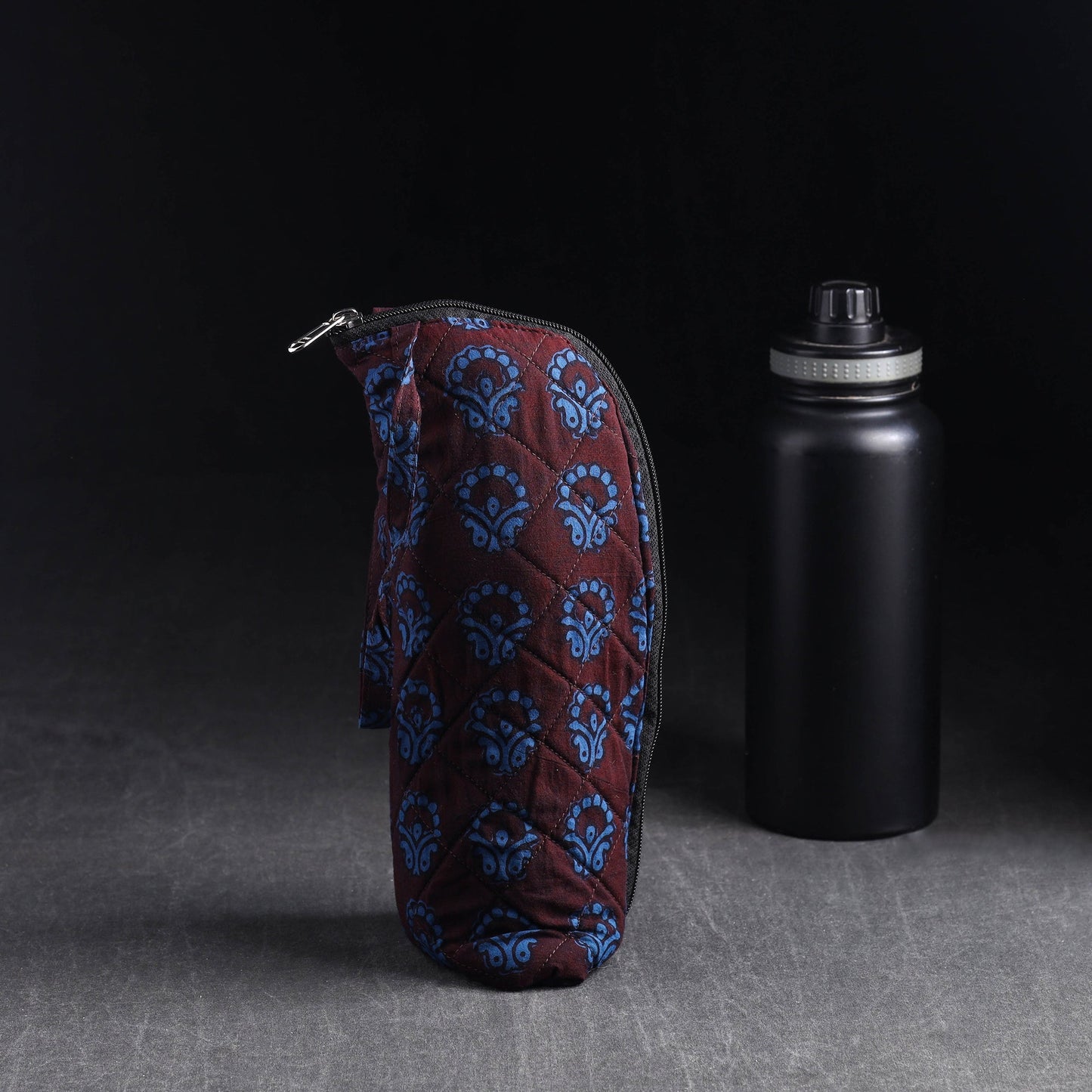Brown Handmade Cotton 1L Water Bottle Cover