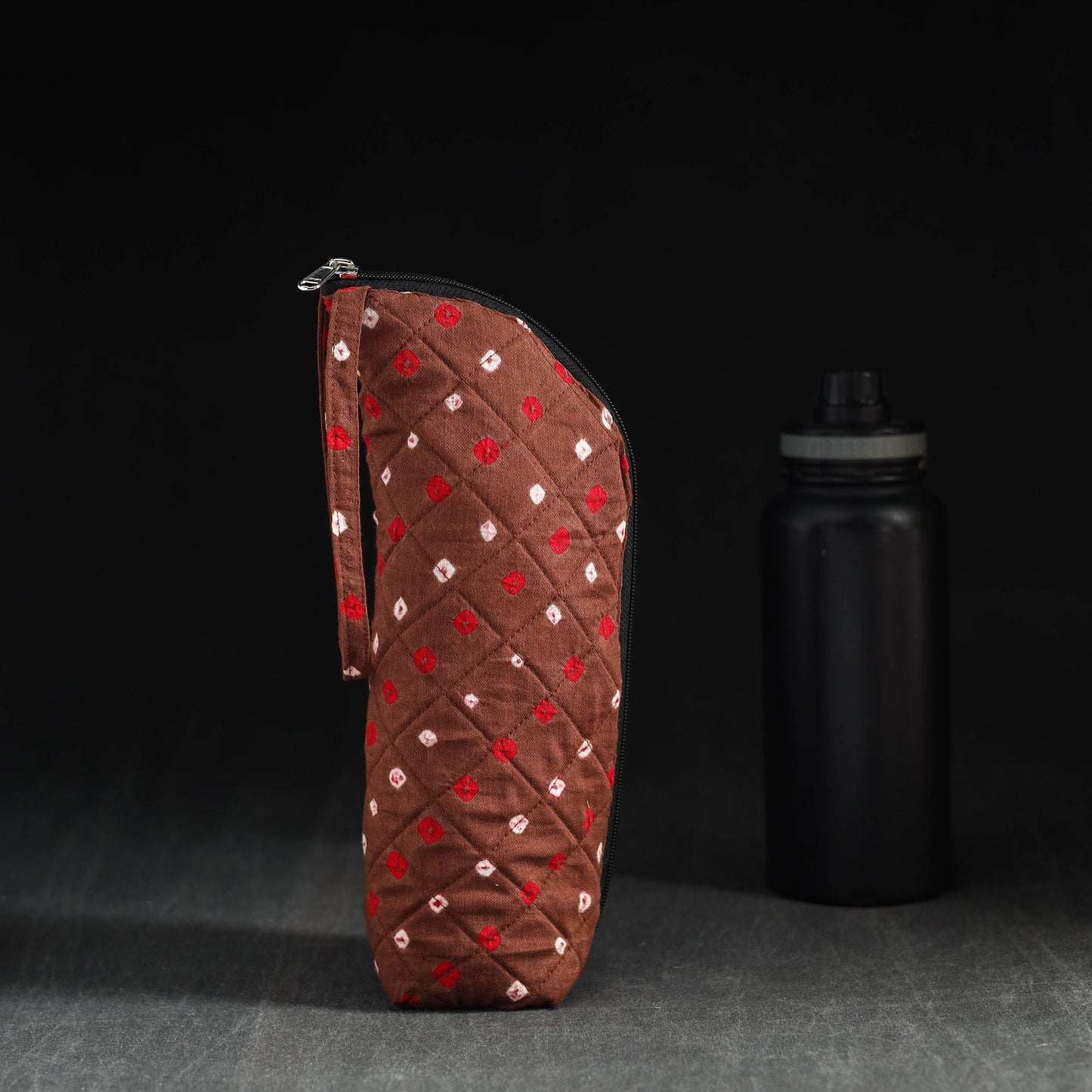 Brown Handmade Cotton 1L Water Bottle Cover