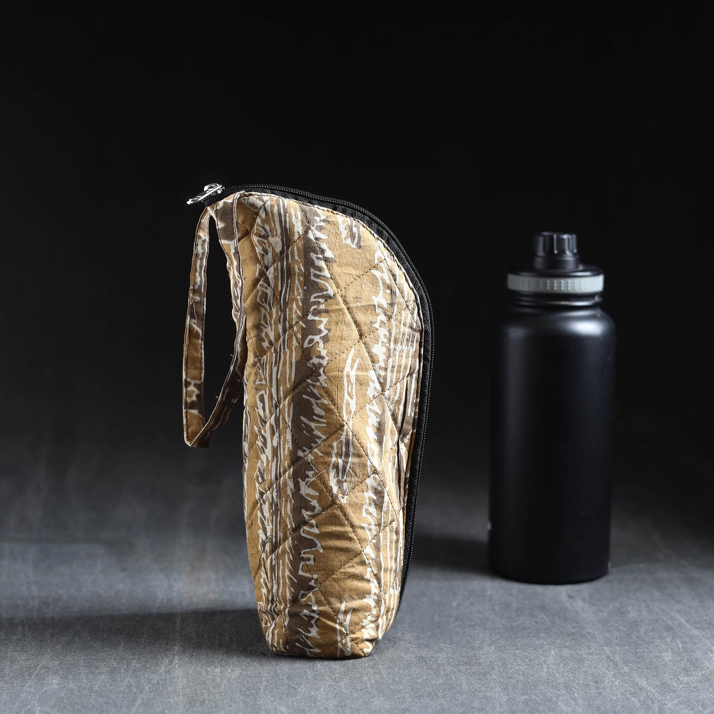 Brown Handmade Cotton 1L Water Bottle Cover