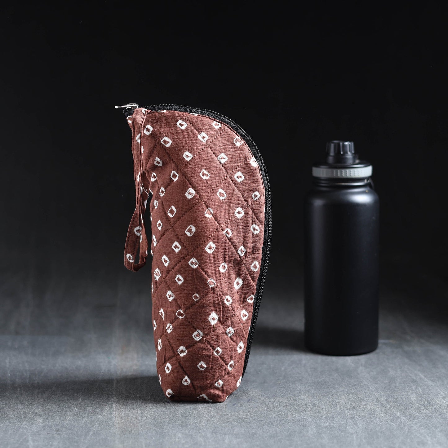 Brown Handmade Cotton 1L Water Bottle Cover