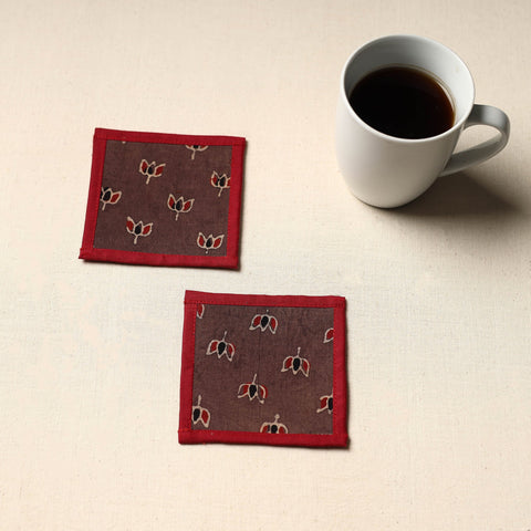 Brown Handmade Cotton Coasters (Set of 2)