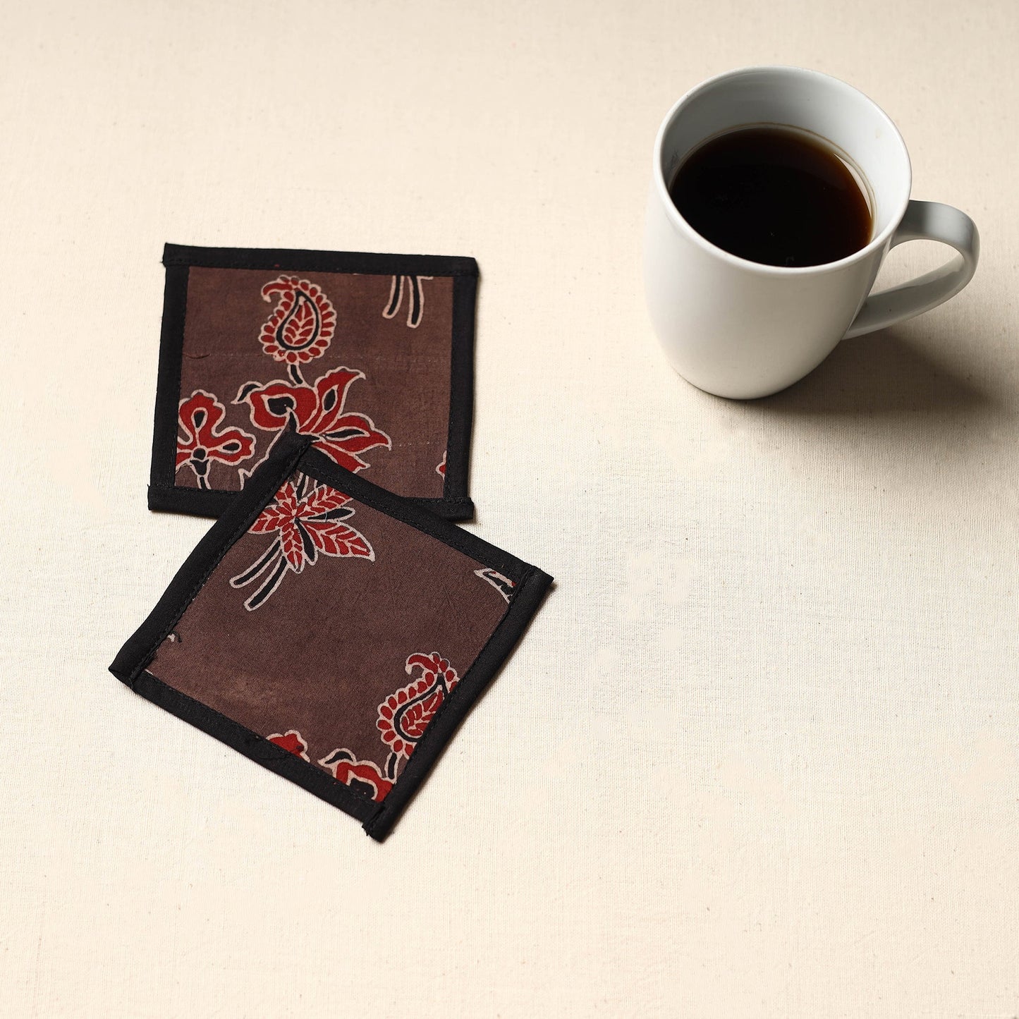 Brown Handmade Cotton Coasters (Set of 2)