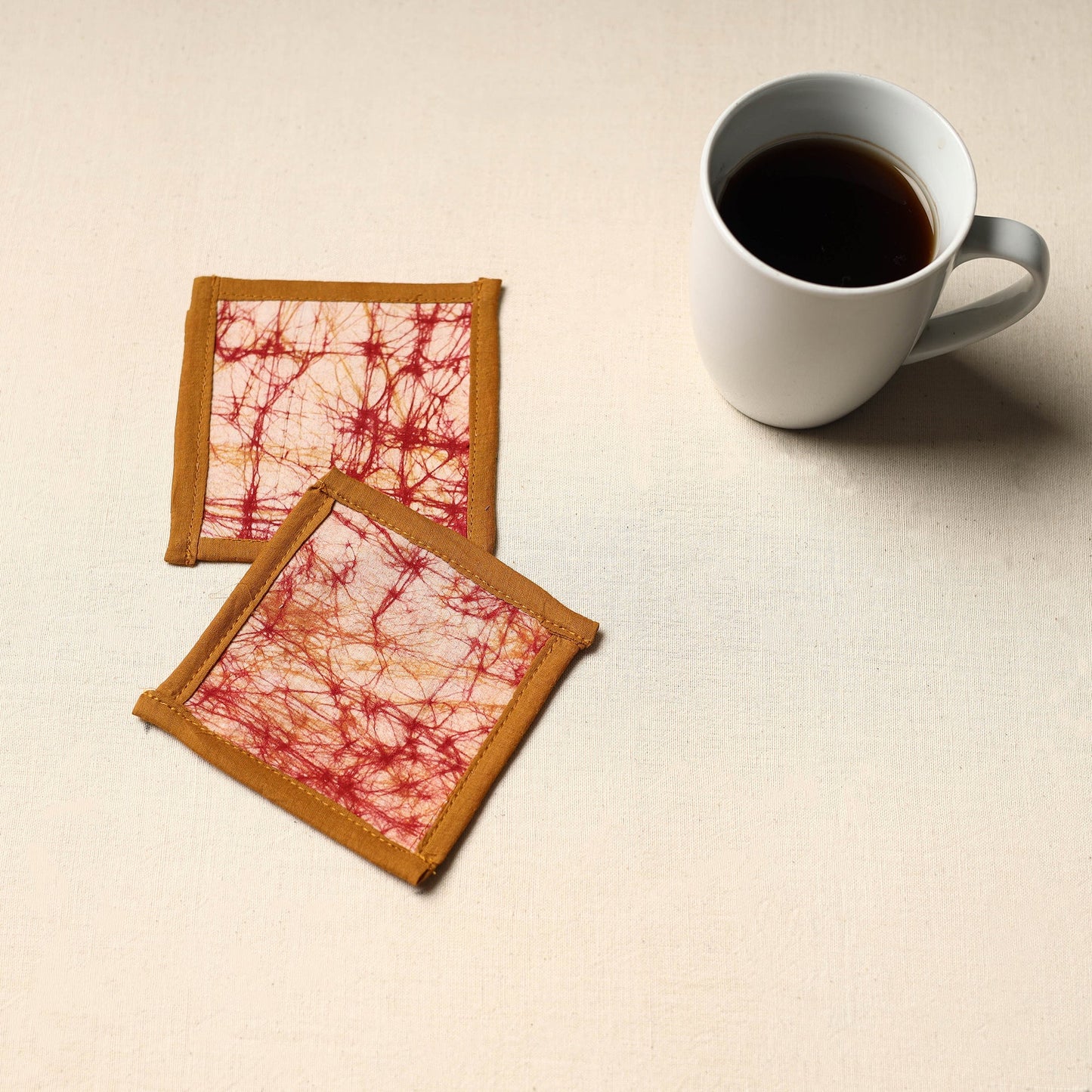 Brown Handmade Cotton Coasters (Set of 2)