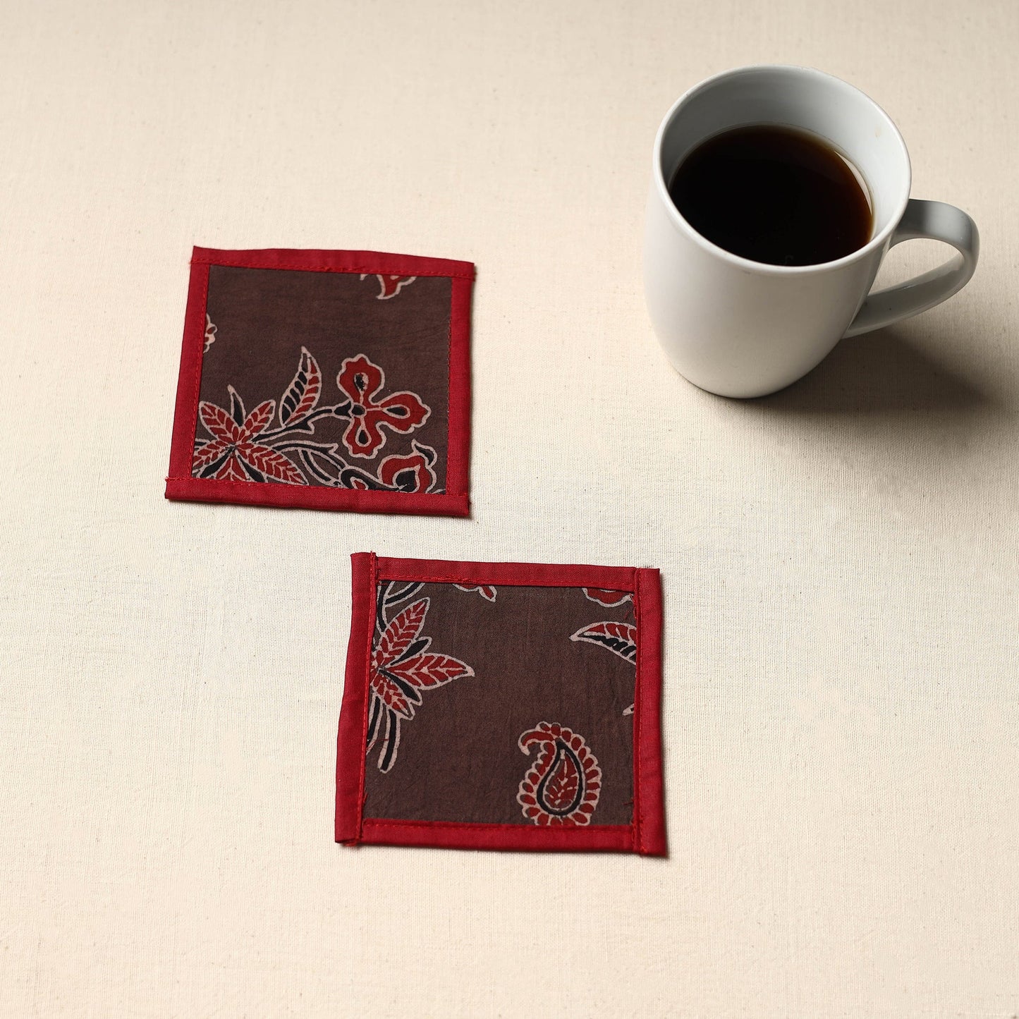 Brown Handmade Cotton Coasters (Set of 2)