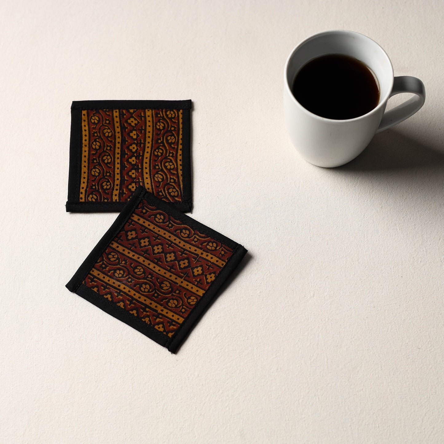 Brown Handmade Cotton Coasters (Set of 2)