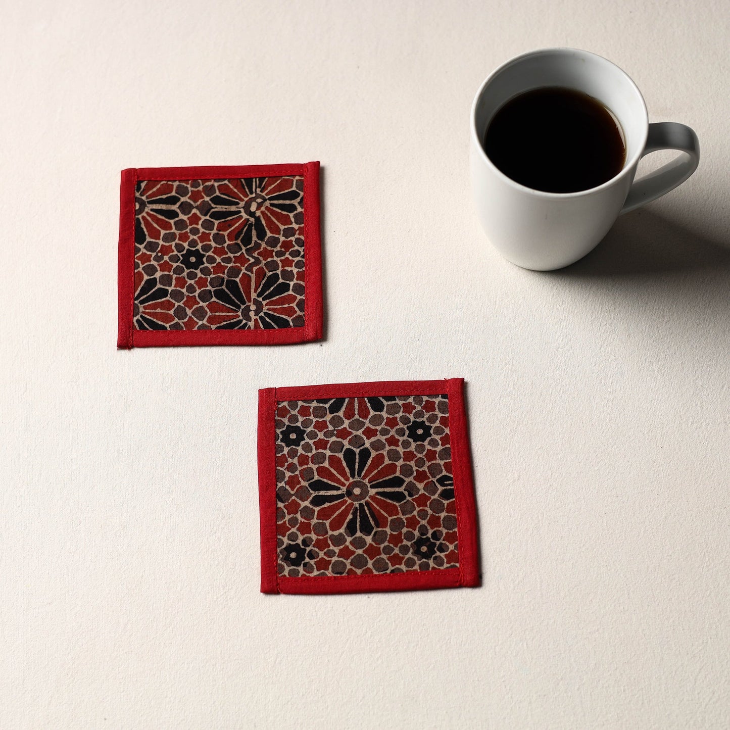 Brown Handmade Cotton Coasters (Set of 2)