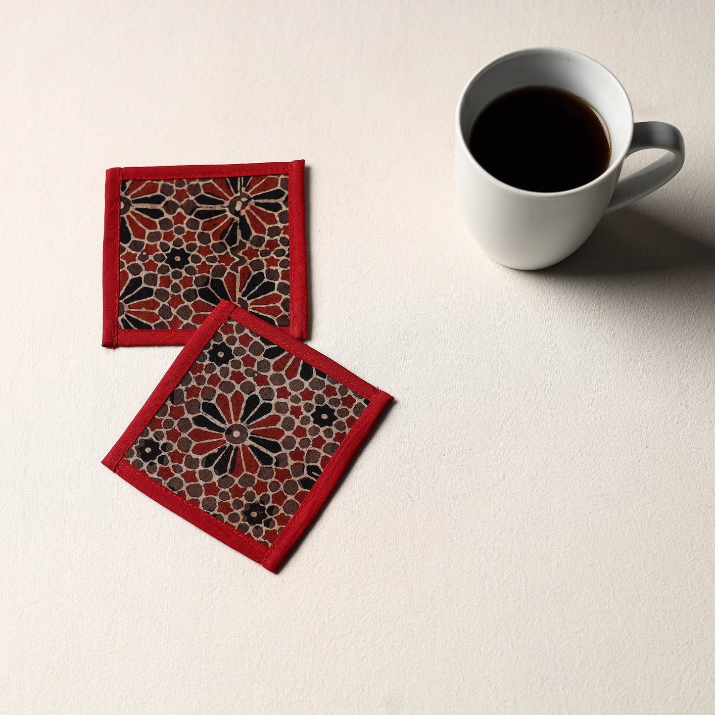 Brown Handmade Cotton Coasters (Set of 2)