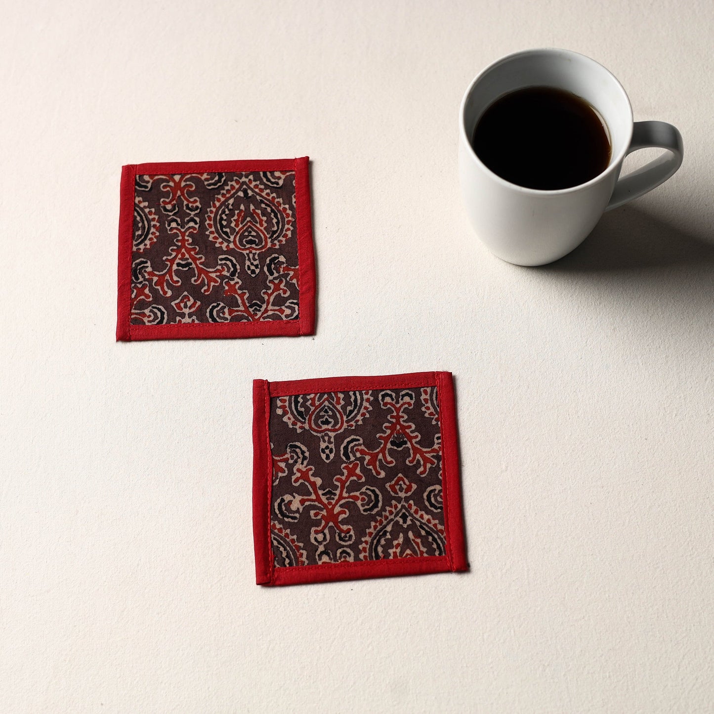 Brown Handmade Cotton Coasters (Set of 2)