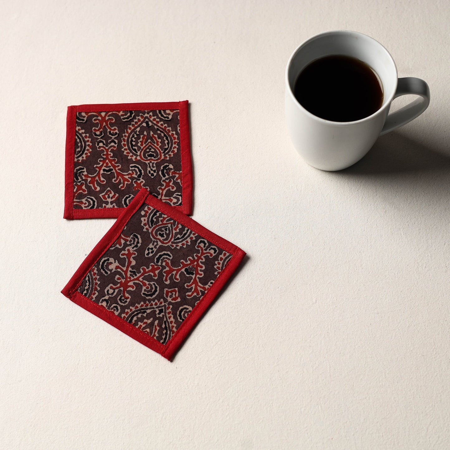 Brown Handmade Cotton Coasters (Set of 2)