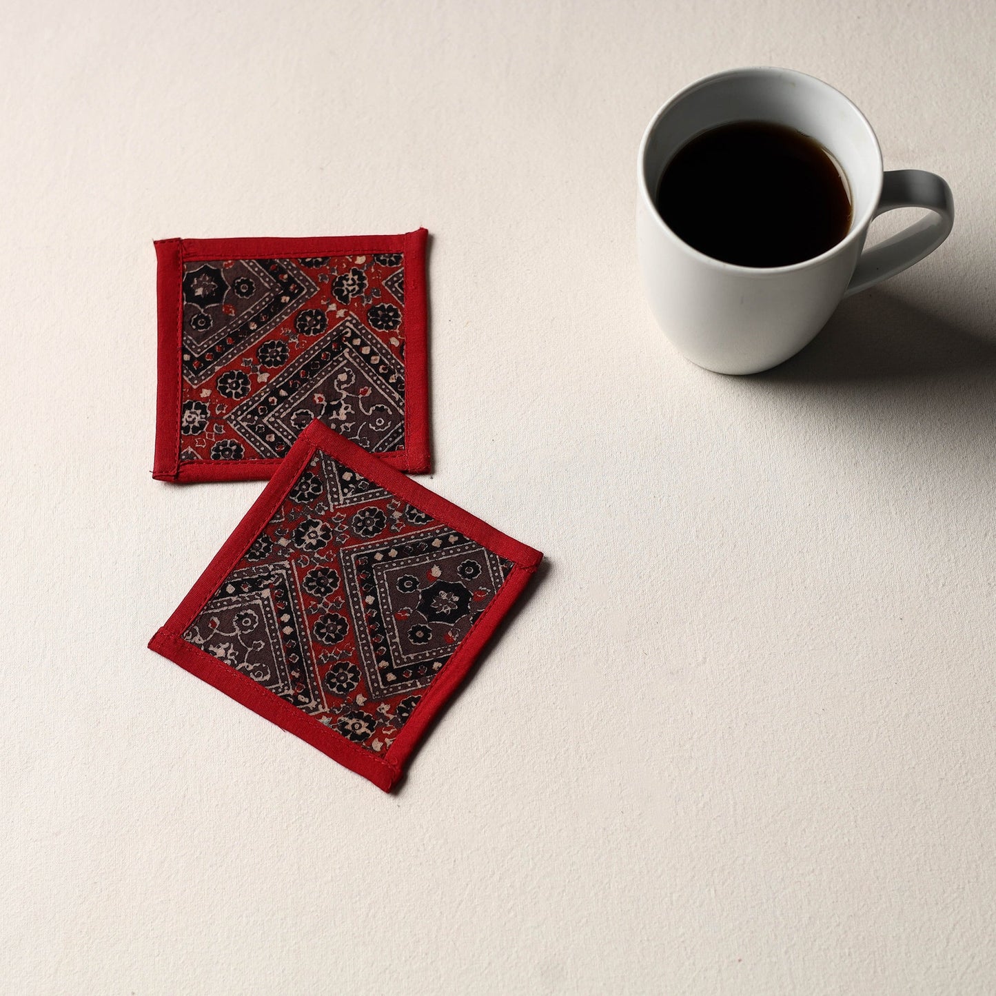 Brown Handmade Cotton Coasters (Set of 2)