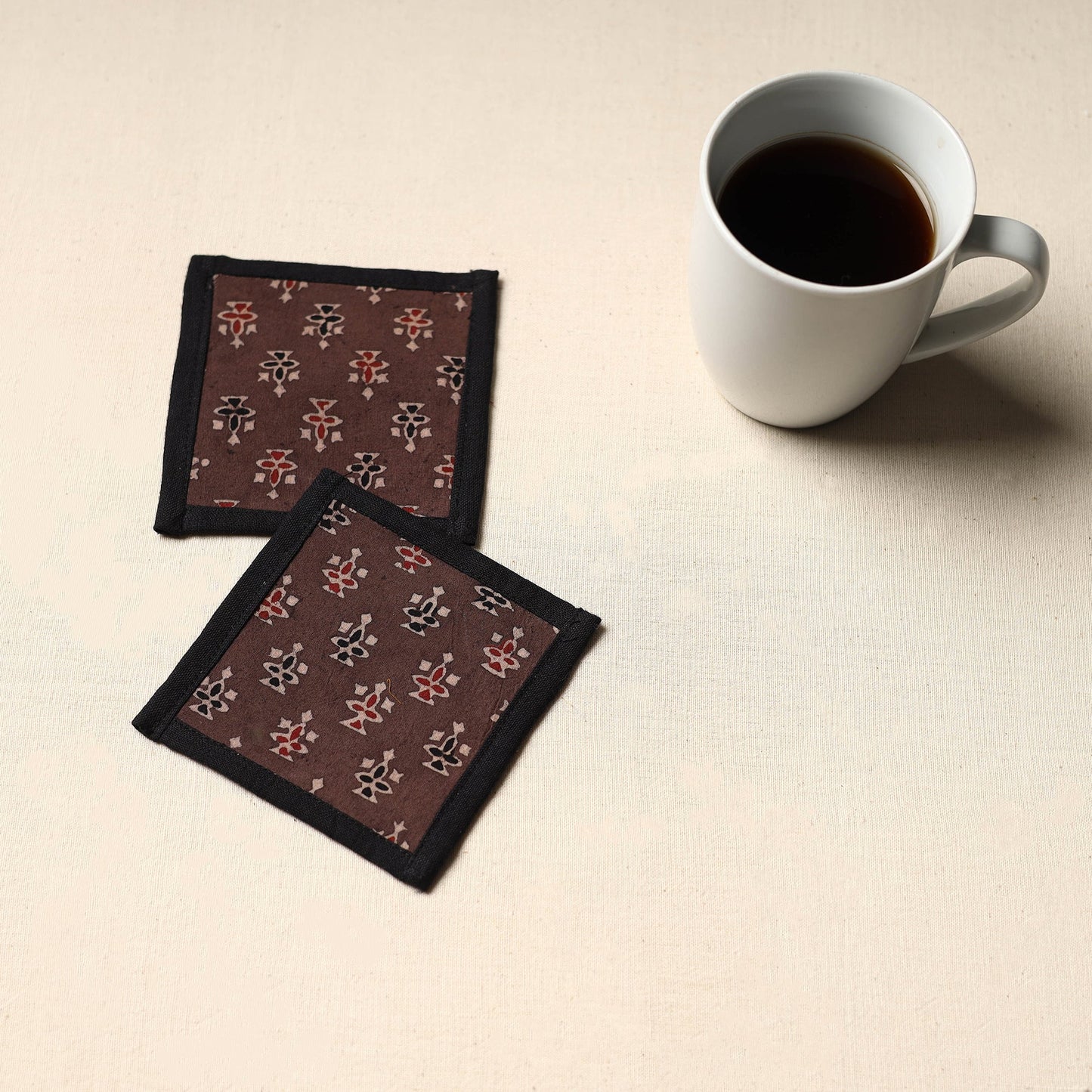 Brown Handmade Cotton Coasters (Set of 2)
