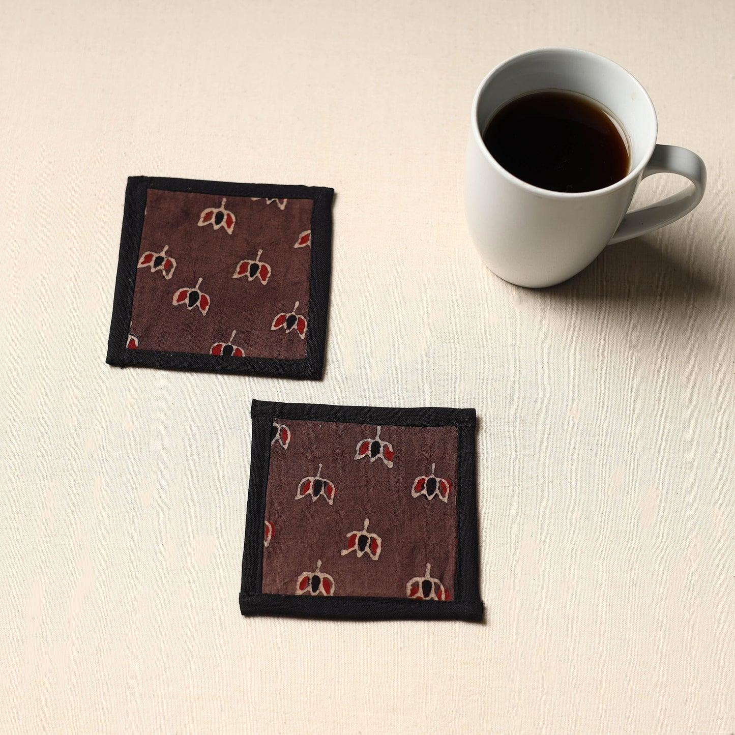 Brown Handmade Cotton Coasters (Set of 2)