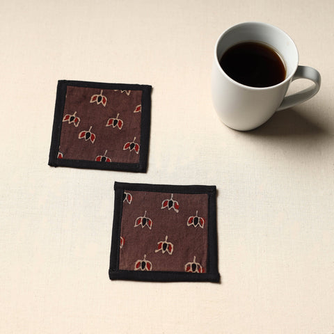 Brown Handmade Cotton Coasters (Set of 2)