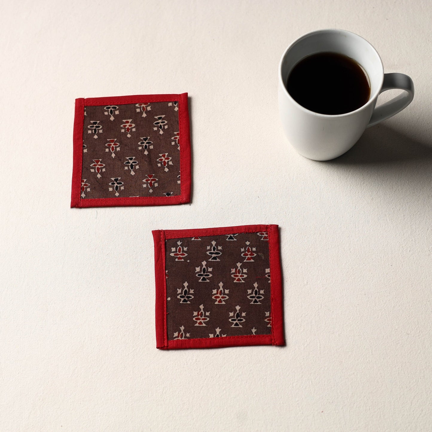 Brown Handmade Cotton Coasters (Set of 2)