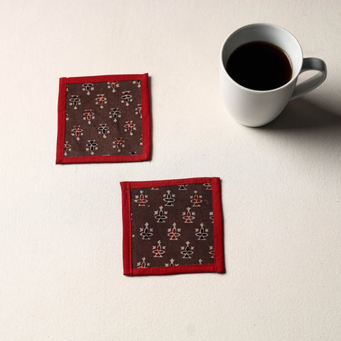 Brown Handmade Cotton Coasters (Set of 2)