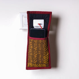Brown Handmade Cotton Fabric Mobile Charging Holder 