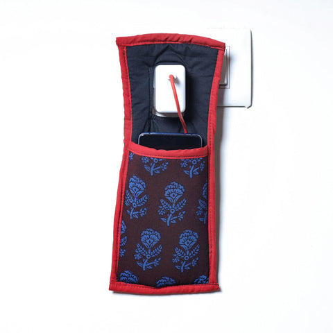 Brown Handmade Cotton Fabric Mobile Charging Holder 