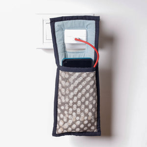 Brown Handmade Cotton Fabric Mobile Charging Holder 